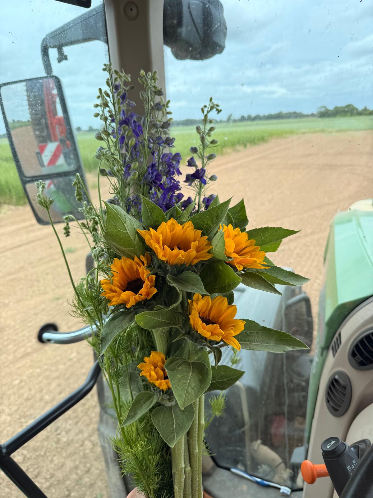 Sunflowers & Larkspur Mixed Bouquet