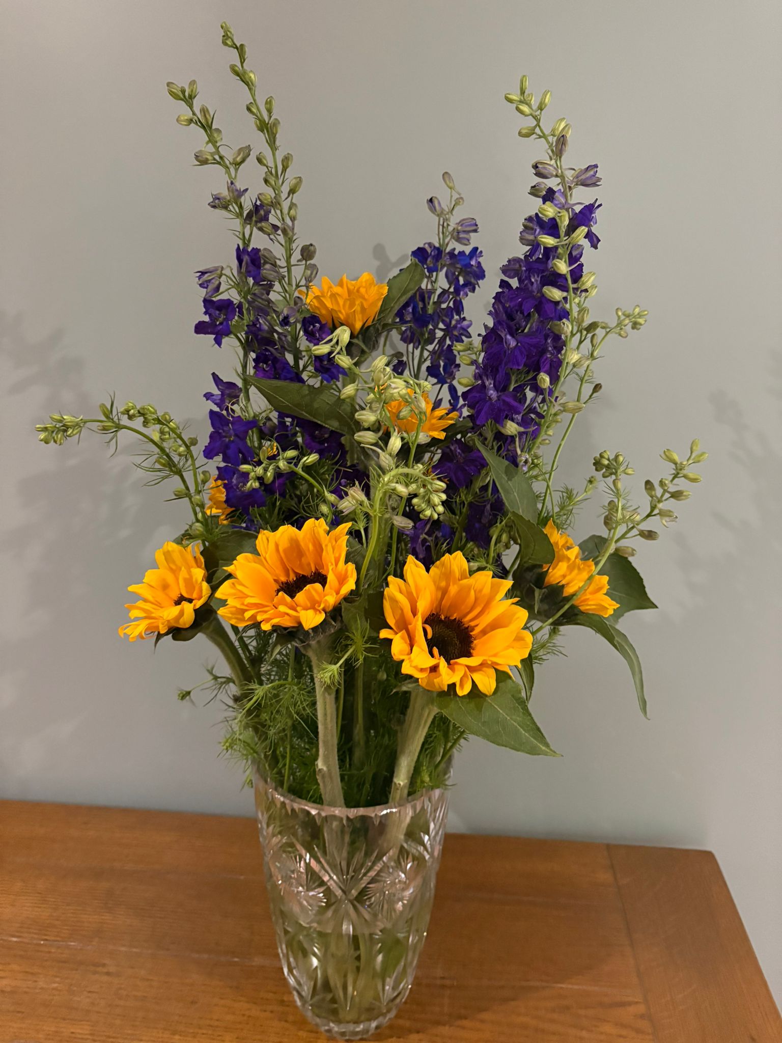 Sunflowers & Larkspur Mixed Bouquet